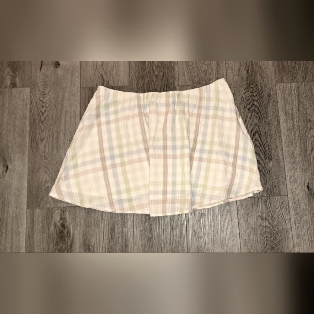 Women's Amerixan Eagle Plaid Mini Skirt In Creme/blue/broen/green, Soft Sz 2xl